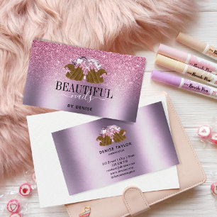 Carte De Visite PINK violet salon à ongles femme technicien des on