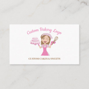 Carte De Visite Pink Woman Chef pâtisserie boulangerie Mariage Gât