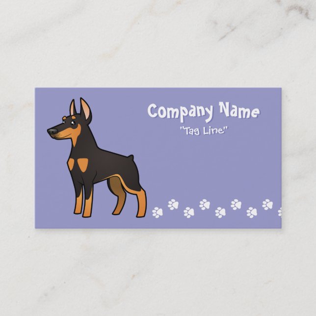 Carte De Visite Pinscher de dobermann de bande dessinée (oreilles (Devant)