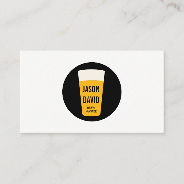 Carte De Visite Pinte de bière noir et blanc (Devant)