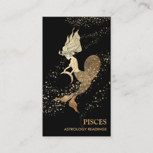 Carte De Visite *~* PISCES Astrologie Zodiaque Lecture d'or noir