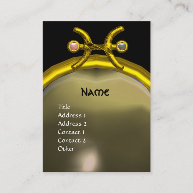 Carte De Visite PISCES MONOGRAM Pearl jaune noir gris rose (Devant)