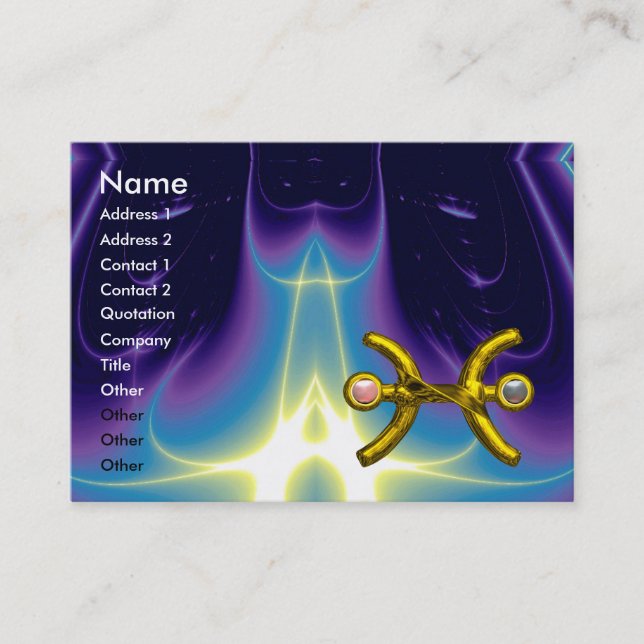 Carte De Visite PISCES, perle, bleu vif, rose violet vif (Devant)