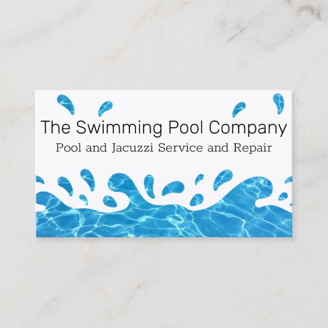 Carte De Visite Piscine à eau éclaboussante ou Jacuzzi (Devant)