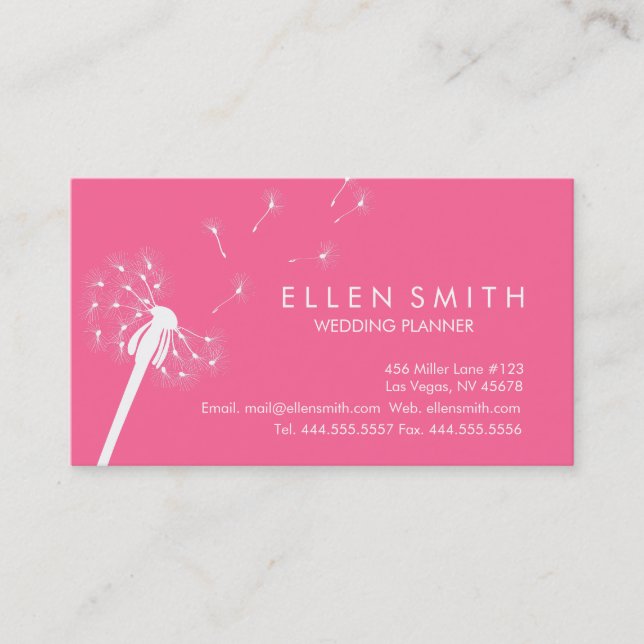 Carte De Visite Pissenlit blanc élégant sur des roses indien (Devant)