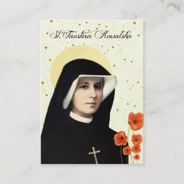 Carte De Visite Pitié divine de St Faustina de chapelet de Jésus (Devant)