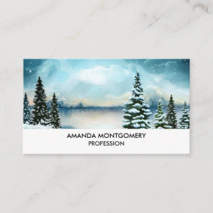 Carte De Visite Pittoresque Winter Wonderland aquarelle peinture
