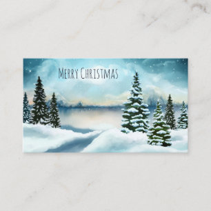 Carte De Visite Pittoresque Winter Wonderland aquarelle peinture
