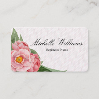 Carte De Visite Pivoine de rose d'infirmier autorisé de RN