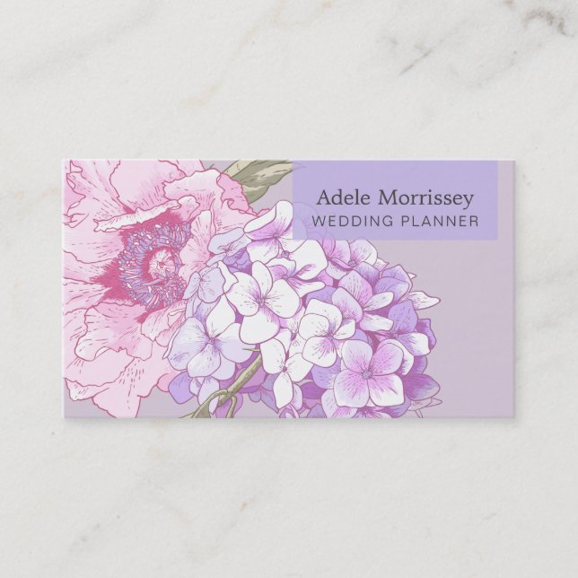 Carte De Visite Pivoine Fleur Florale Moderne (Devant)