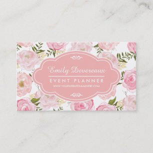 Carte De Visite Pivoine rose florale vintage Girly de roses