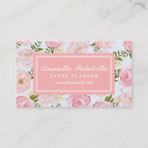 Carte De Visite Pivoine rose florale vintage Girly de roses