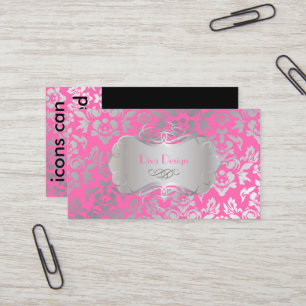 Carte De Visite Pix-Dezines Haute-Coutour Damask, Faux Silver/DO-I