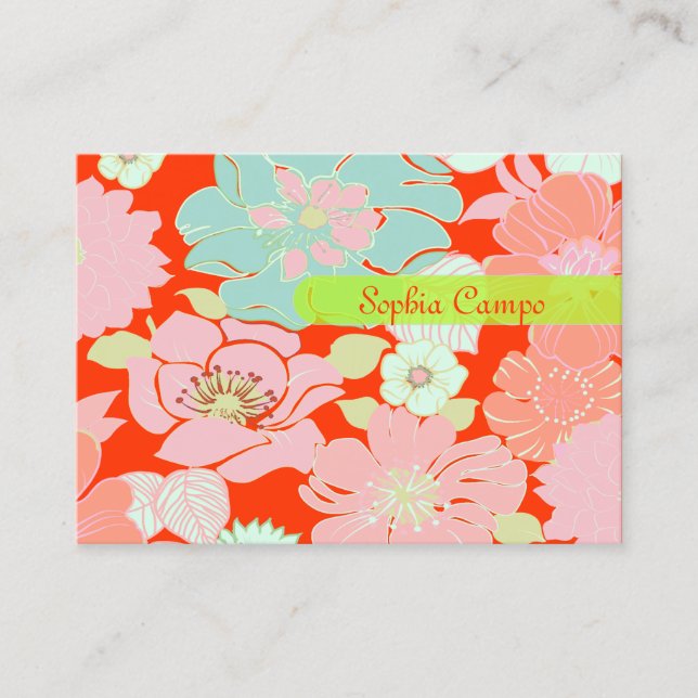 Carte De Visite PixDezines Alegre Retro Floral, arrière-plan DIY (Devant)