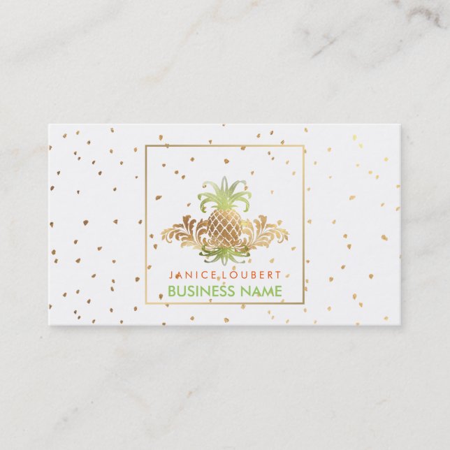Carte De Visite PixDezines Ananas/Faux Gold Specks (Devant)