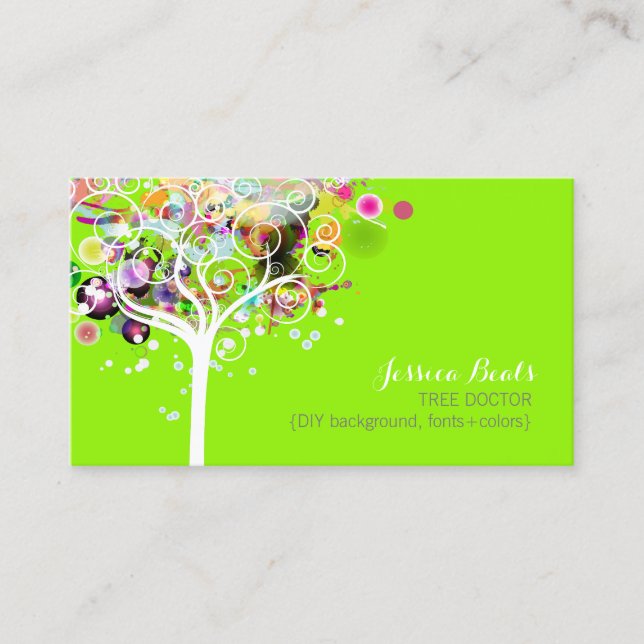 Carte De Visite PixDezines Arbre Grunge/fond couleur DIY (Devant)