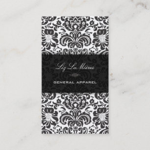 Carte De Visite PixDezines Black+White Fidora Damask Vintage