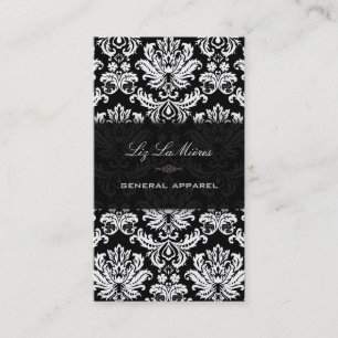 Carte De Visite PixDezines Black+White Pique Vintage Damask
