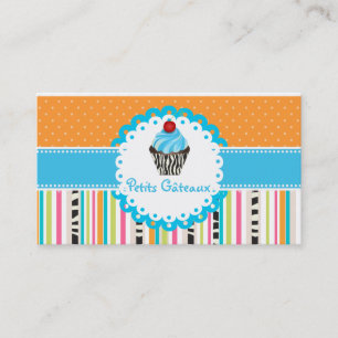 Carte De Visite PixDezines bleuets tourbillons cupcake+bandes