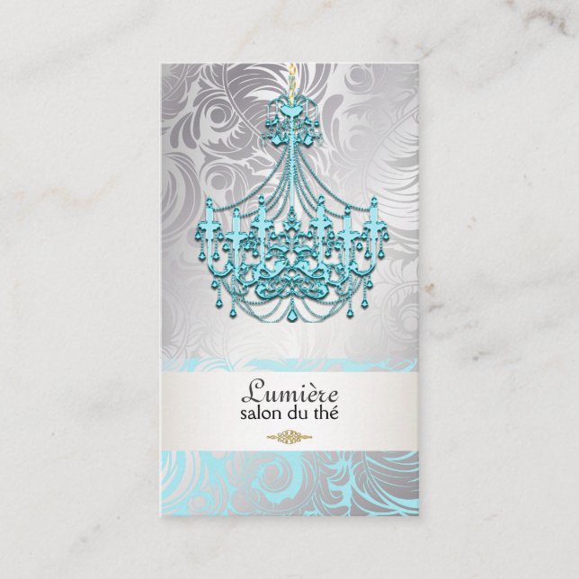 Carte De Visite PixDezines BLUE CRYSTAL CHANDELIER/DAMASK/DO-IT-YO (Devant)