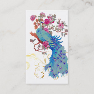 Carte De Visite PixDezines Blue Peacock/Peony/do-it-yourself coule