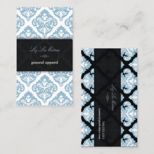 Carte De Visite PixDezines Blue + White Olivia Damask