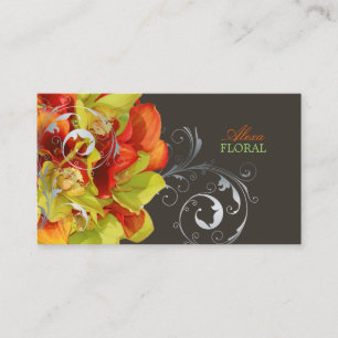 Carte De Visite PixDezines calles orange lys/orchidées verte