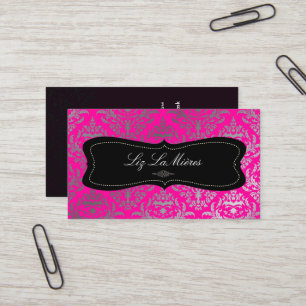 Carte De Visite PixDezines Céline Damask / Faux Silver / DO-IT-YOU