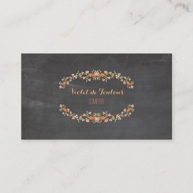 Carte De Visite PixDezines Chalkboard+Petite Fleurs (Devant)
