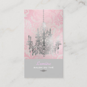 Carte De Visite PixDezines Chandelier blanc+Damas rose
