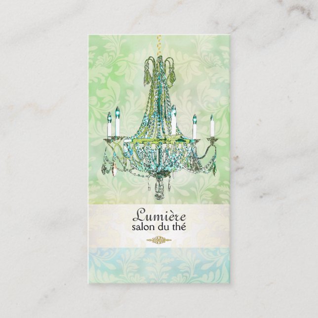 Carte De Visite PixDezines chandelier vert émeraude+bleu topaz (Devant)