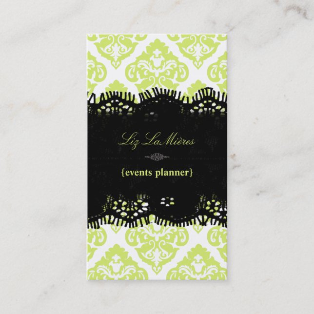 Carte De Visite PixDezines citron lime Olivia Damask/do-it-yoursel (Devant)