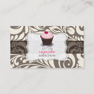Carte De Visite PixDezines coeur rose cupcake+damask
