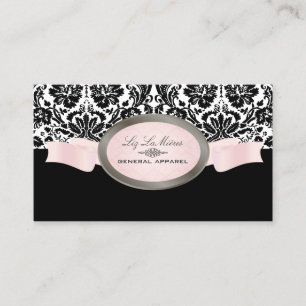 Carte De Visite PixDezines Damask noir, rose, blanc