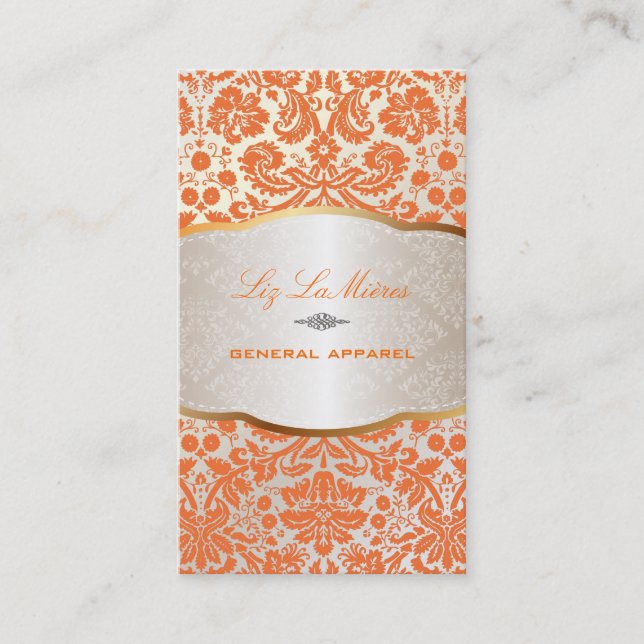 Carte De Visite PixDezines damassé/orange désirait (Devant)