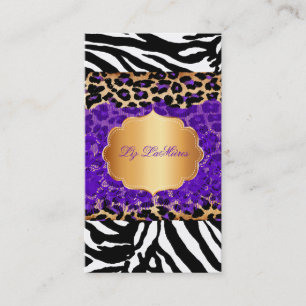 Carte De Visite PixDezines dentelle vintage violette+guépard+zèbre