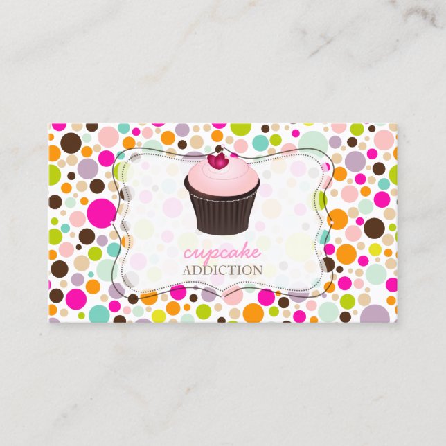 Carte De Visite PixDezines do-it-yourself cupcake+pois arc-en-ciel (Devant)
