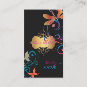 Carte De Visite PixDezines Dragonflies Papillons Rainbow Swirls