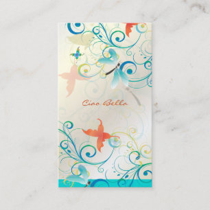 Carte De Visite PixDezines Dragonflies Papillons Rainbow Swirls