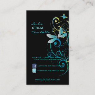 Carte De Visite PixDezines Dragonflies Papillons Rainbow Swirls