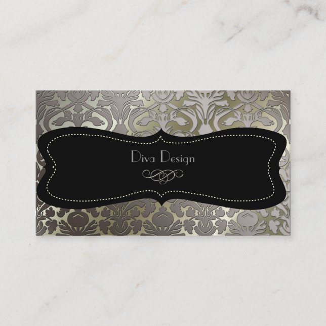 Carte De Visite PixDezines fausse flora argent damask/do-it-yourse (Devant)
