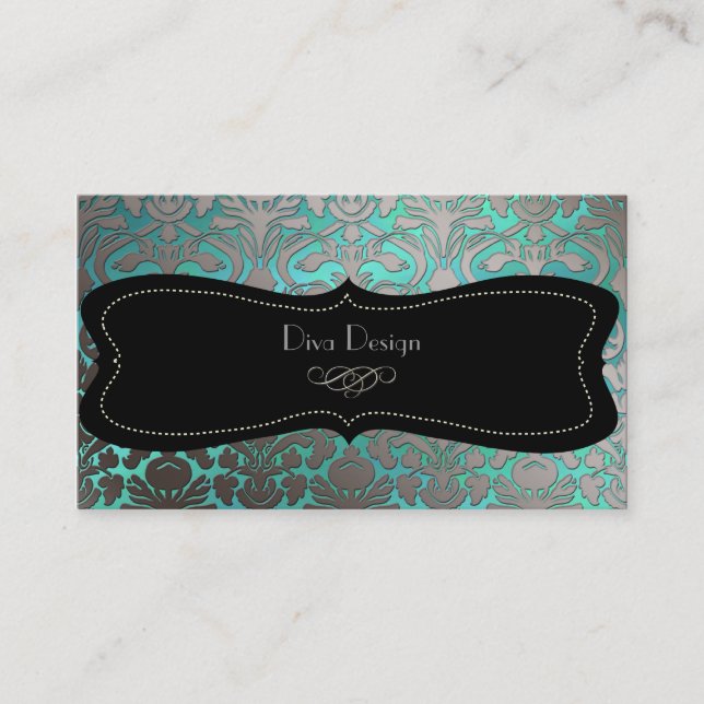 Carte De Visite PixDezines fausse flora argent damask/do-it-yourse (Devant)