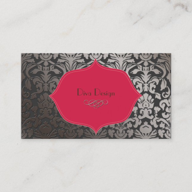 Carte De Visite PixDezines fausse flora argent damask/do-it-yourse (Devant)
