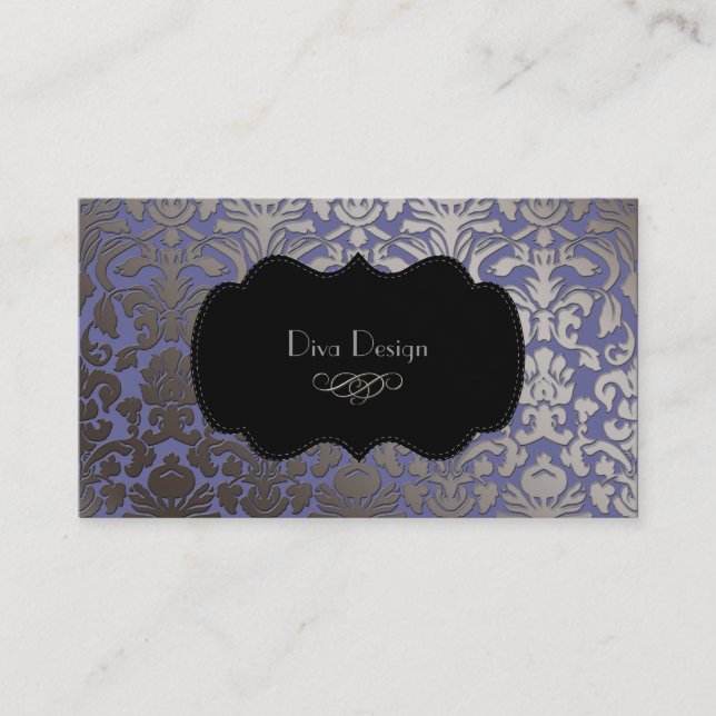 Carte De Visite PixDezines fausse flora argent damask/do-it-yourse (Devant)