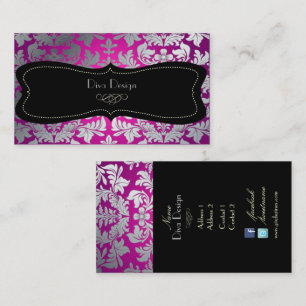Carte De Visite PixDezines faux argent baroque damask+bijou