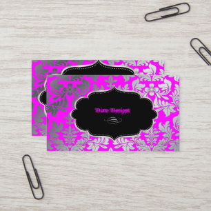Carte De Visite PixDezines Faux argent baroque damask magenta