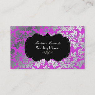 Carte De Visite PixDezines faux argent baroque damask magenta