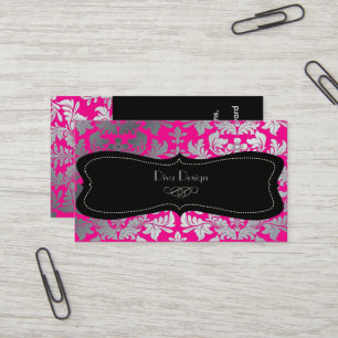 Carte De Visite PixDezines Faux argent baroque damask rose chaud