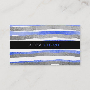 Carte De Visite PixDezines faux bandes bleu+argent