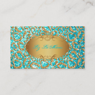 Carte De Visite PixDezines faux jaguar de parties scintillant/turq